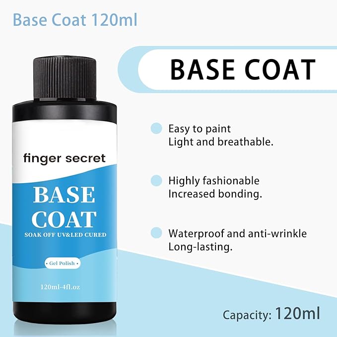 Base Coat Gel Nail Polish,Fast Drying Nail Polish,Nail Supplies for DIY in Salon or Home Use 1 * 120ml/4floz