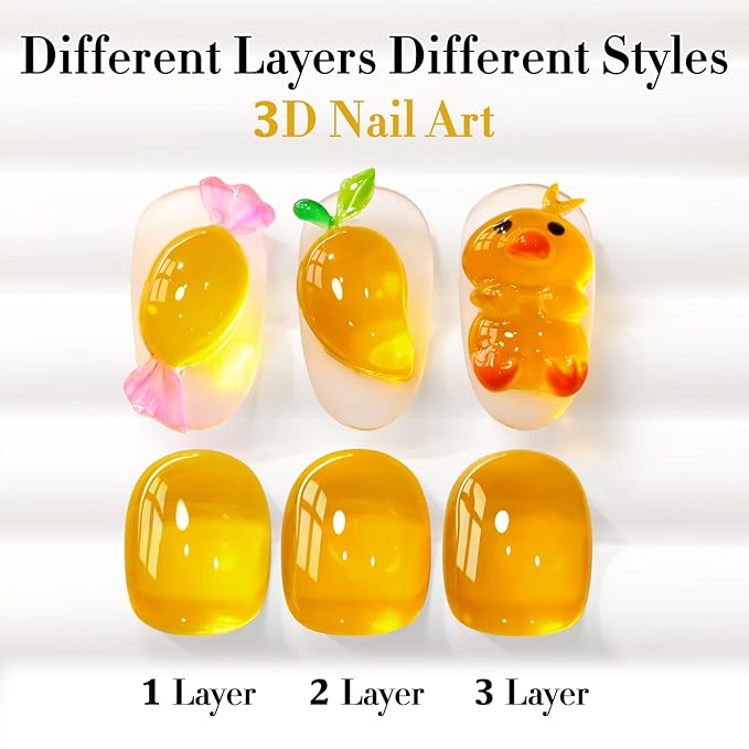 Double Rhythm 0.5 Oz Jelly Gel Polish Same Color Same Bottle Sheer Neutral Natural Light Milky Pastel 15ML Translucent Polish Art DIY at Home (Crystal Yellow-A1610)