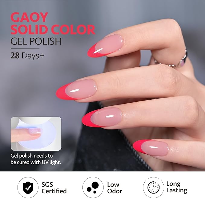 GAOY Red Hot Pink Gel Nail Polish Set, 6 Colors Neon Soak Off UV Light Cure Gel Polish Kit for Salon and Nail Art DIY at Home