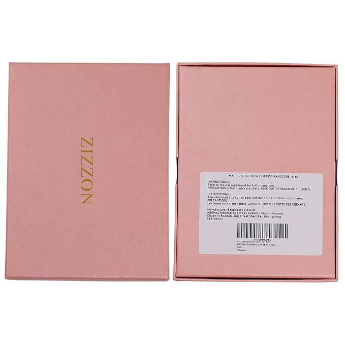 ZIZZON Manicure Set 18 in 1 Professional Pedicure Set Nail scissors Grooming Kit with Leather Travel Case Pink