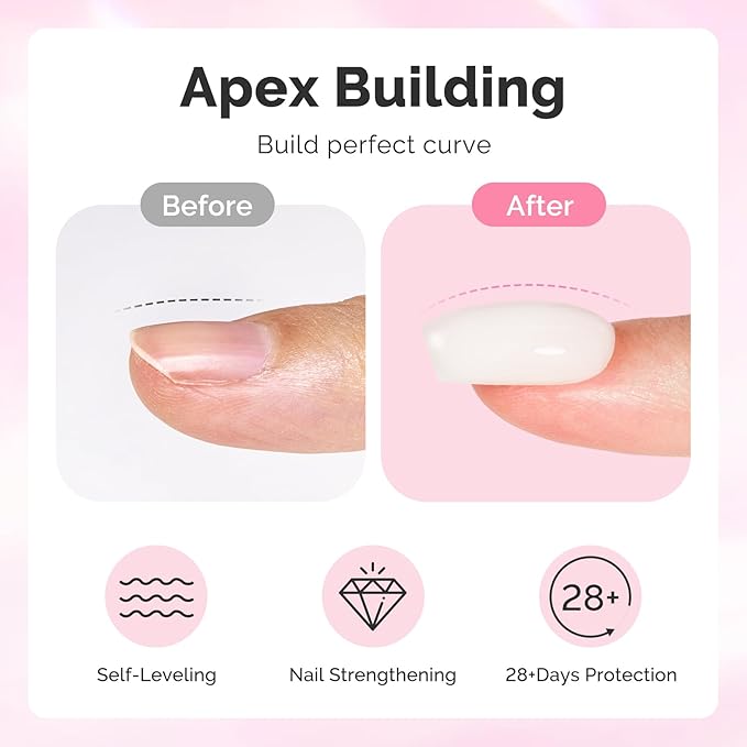 MelodySusie Milky White Builder Nail Gel for Nails Thickening, Soak Off UV Extension Gel, Rhinestone Nail Glue in a Bottle for Nail Art Design Gift for Women Salon DIY Manicure at Home-086