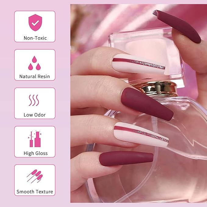 JR 9pcs 15ml Gel Nail Polish Set Red Nude Pink Gel Polish Kit Nude Pink Gel Polish Nail Art Manicure Salon DIY Soak Off UV LED Nail Gel Kit DIY Art Manicure