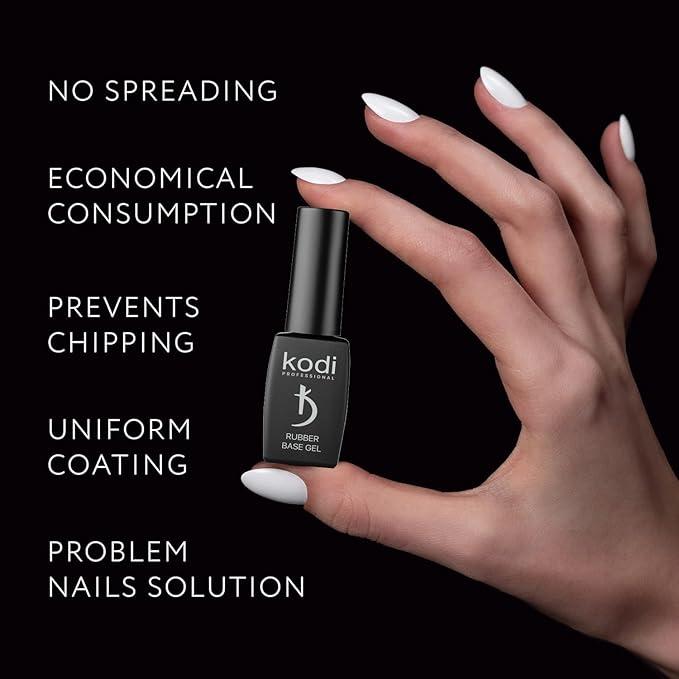Kodi Professional BEST SET 2in1 Rubber BASE 8ml. (0.27oz) + Rubber TOP 7ml. (0.24oz) Gel LED/UV Nail Polish Coat Soak Off Original
