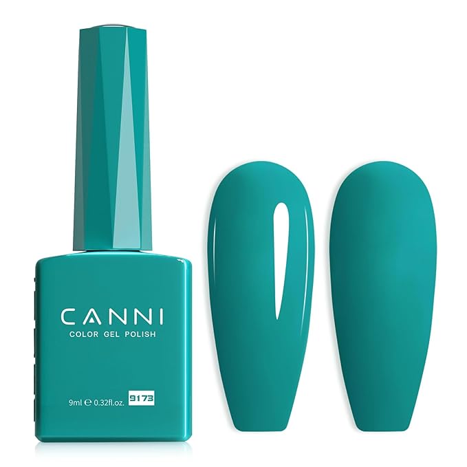 CANNI Teal Green Gel Nail Polish, 1Pcs Emerald Green Gel Polish Dark Color Soak Off U V Nail Manicure Salon DIY at Home