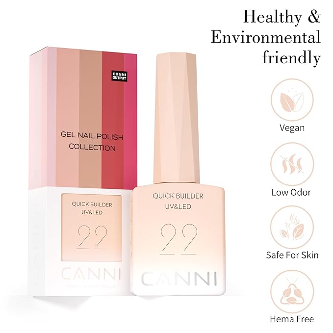CANNI Quick Nail Builder Gel for Nails – 9ML Nude Soak-Off Nail Strengthening Gel for Apex Building DIY UV LED Manicure