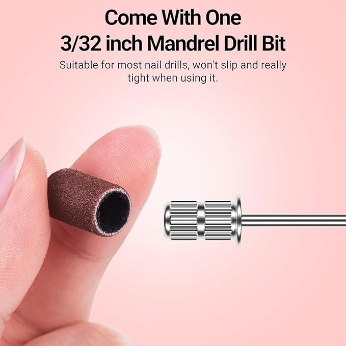 MelodySusie 100 Pcs Nail Drill Bits Sanding Bands for Nail Drill 240 Extreme Fine Grit Nail File Sanding Bands for Acrylic Nails Gel Manicures and Pedicure