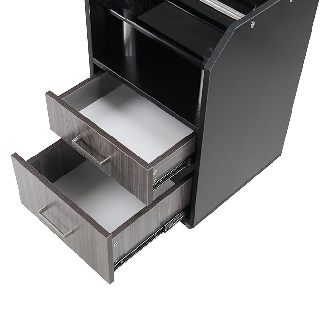 Glass Glow Pedicure Trolley Black/Dark Gray Cart for Nail Salon Furniture & Equipment