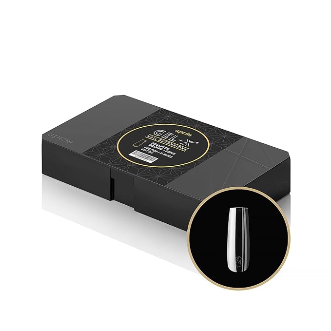 Aprés Gel-X® Sculpted Square Long Tip Box | 500pc Gel-X Tips, 11 Sizes 00-9, Premium Quality
