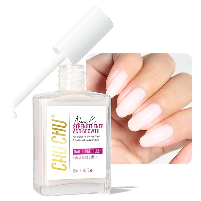 Protein Nail Strengthener for Gel Enthusiasts: Repair Thin Weak Peeling Nails After Acrylics Gel Removal - Milky White Nail Hardener and Growth Treatment Ridge Filler Milky White Polish