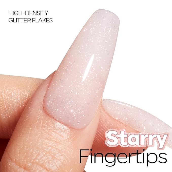modelones Glitter Gel Nail Polish Nude Pink Glitter Gel Polish Pastel Soak-Off UV Gel Polish 28+ Days Long-Lasting Salon-Quality Nail Art DIY Manicure & Gift 15ML