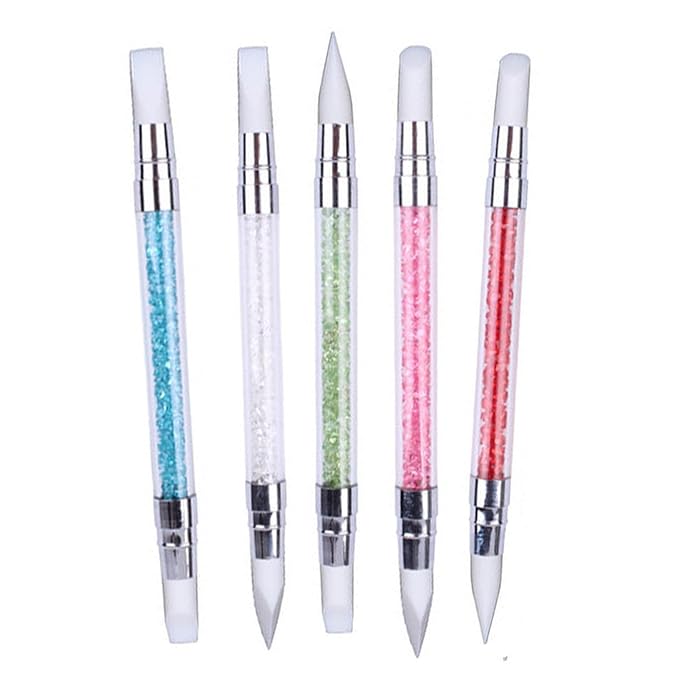 5 Pcs Nail Art Sculpture Pen Dual Tipped Silicone Nail Tools Nail Art Silicone Brushes for Design Nail Carving Drawing Shaping Effect