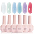 MelodySusie Jelly Gel Nail Polish Set,6 Transparent Colors,Jelly Texture,Pastel Sea Breeze Colors Soak Off UV LED Light Cure or Salon Manicure and Nail Art DIY at Home