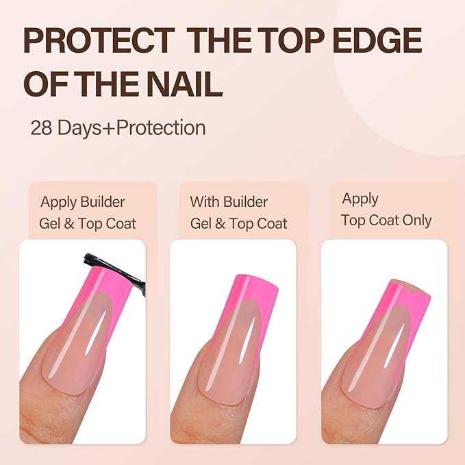 300Pcs French Gel Nail Tips, Vansiho Long Square Nail Tips, Pink Pre-French Tips Press on Nails, Acrylic Fake Nails for Nail Art DIY 15 Sizes