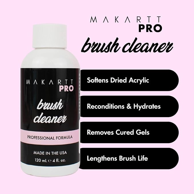 MakarttPro Ultimate Acrylic Starter Kit for Beginners - Professional Nail Tech Supplies with Brush Cleaner & Monomer, Real Kolinsky Brush, Non C-Curve Tips, 4 Cover Acrylic Powders - Full Size Kit