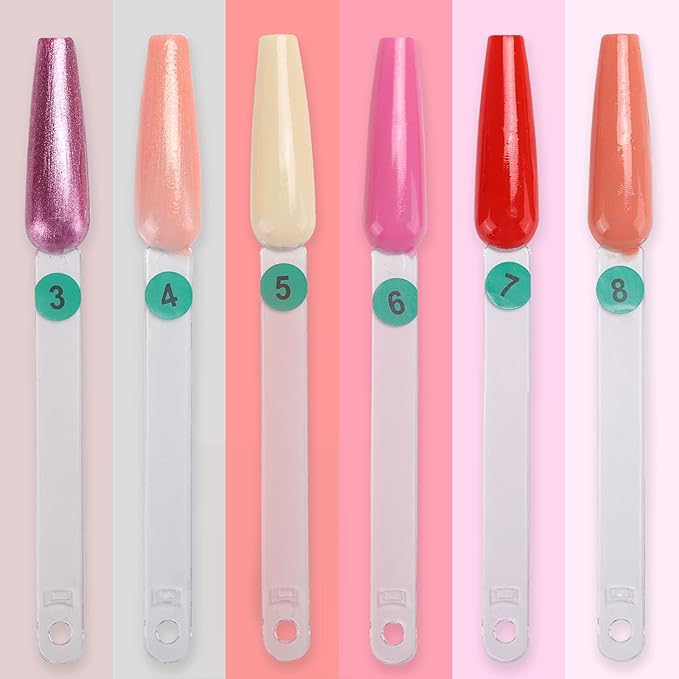 300 Pcs Nail Swatch Sticks with Number Stickers, Clear Fan-shaped Nail Polish Color Sample Sticks Display, Practice Nails Sticks with Ring for Board Home