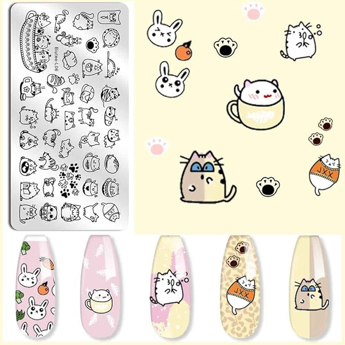 Biutee Nail Stamping Kit with Clear Stamper & Scraper, 10pcs Nail Art Stamping Plates + 8 Colors Stamping Gel Polish, Flower Animal Geometric Nail Art Tools for Beginners