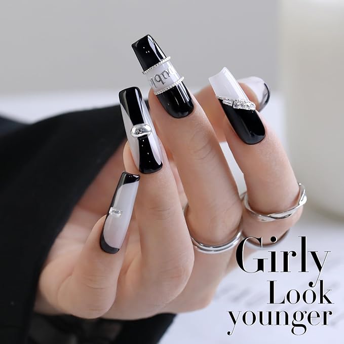 Double Rhythm 2 Pcs 15ml UV Gel Polish Set Pure White And Black Color Gel Nail Polish Kit Nail Art Salon DIY (Black and Milky White-A1015+A1075)