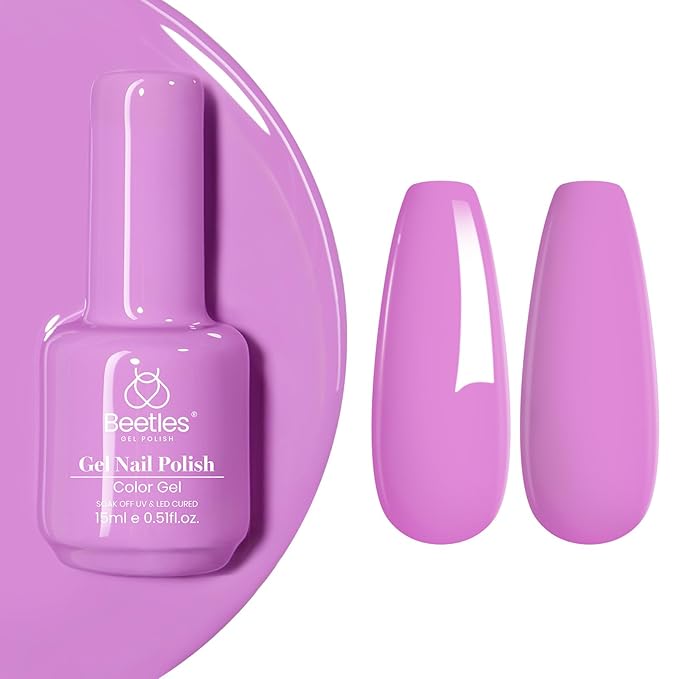 Beetles Purple Gel Nail Polish - 1 Pcs 15ml Pale Soft Purple Gel Polish Spring Colors All Season Soak Off DIY Manicure Salon Uv Fuchsia Shades Nail Art Design Gift for Women Girl