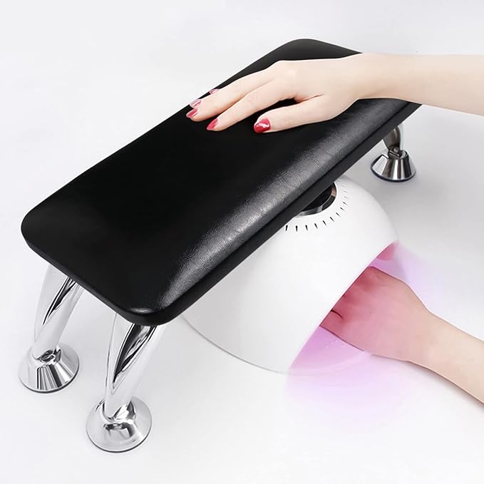 Arm Rest for Nails Tech, Easy Clean Nail Arm Rest, Comfortable, Supportive Hand Rest for Manicures and Pedicures, Salon-Quality Armrest with PU Leather for Nail Art (Black)