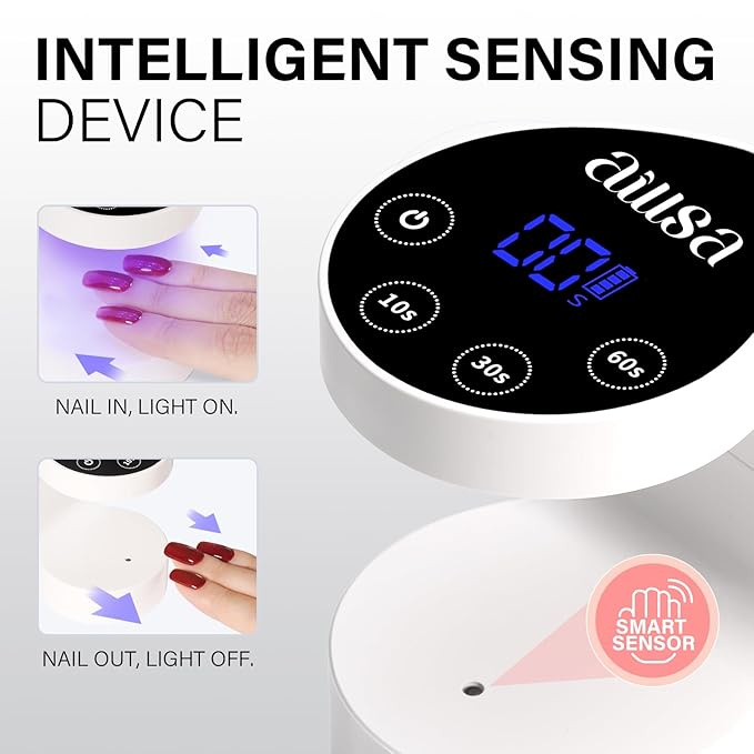 AILLSA Flash Cure Light for Gel Nails LED Mini Nail Lamp Small UV Light Nail Cure Lamp Handheld Gel Nail Dryer Portable Cordless Single Finger for Polish