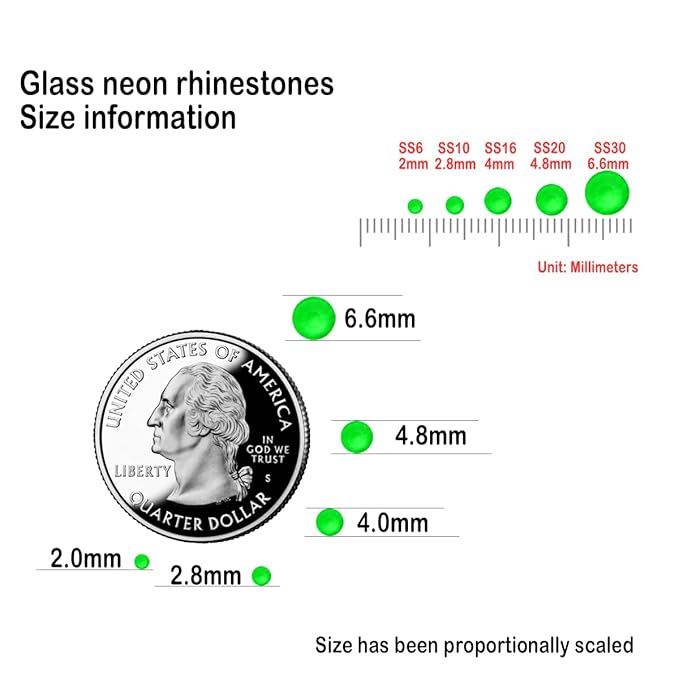 Flatback Glass Rhinestones,Bedazzler Gems Non Hotfix Crystal Rhinestones for Crafts Nail Charms Clothes Tumblers,Green Neon,Mixed Size,35g