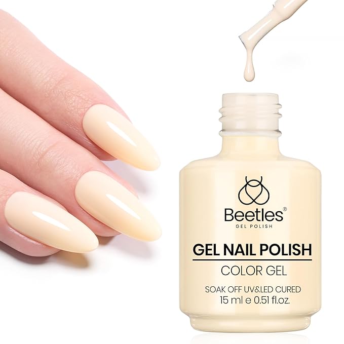 Beetles Pastel Yellow Gel Nail Polish - Soft Butter Yellow Gel Nail Polish, 15ML/0.51Fl Oz. Same Color Same Bottle, Soak Off UV LED Lamp Pastel Nails Art, Long-Lasting Manicure Salon DIY Spring Nails