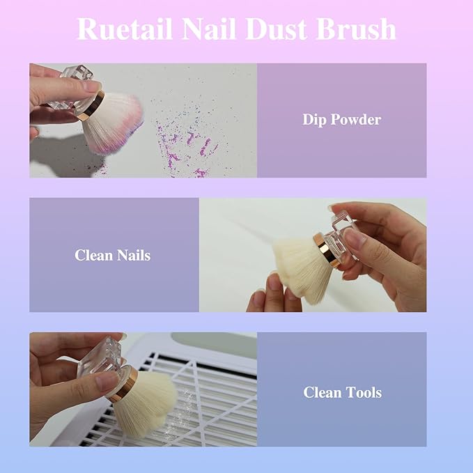 Nail Dust Brush for Nails, Nail Art Dust Powder Remover Brush, Beige Rose Cleaner Brush for Makeup or Blush Nail Arts Brush, Nail Dusting Brush Tools