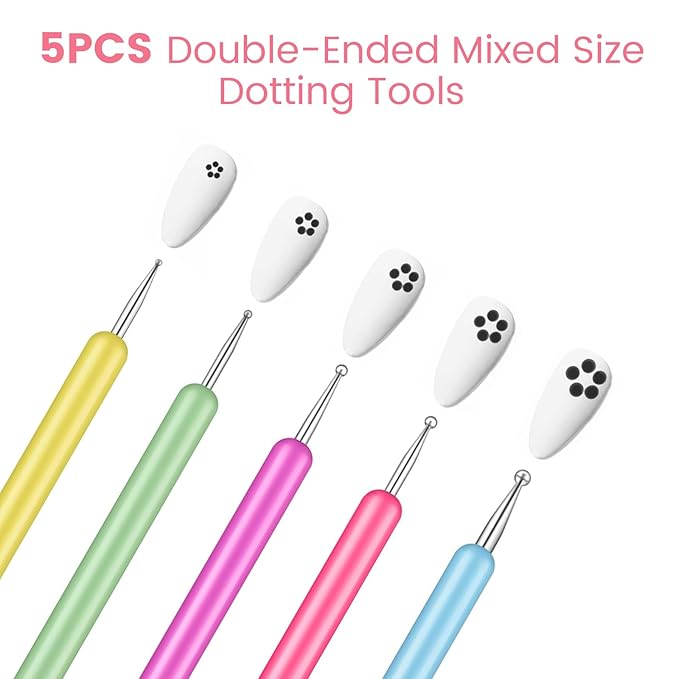 39PCS Nail Art Brushes, Nail Art Tool Set, Including Nail Brushes, Striping Nail Art Liner Brushes, Nail Dotting Pens, Nail Sponge Grabber Pen & Nail Sponge for Nail Art Design