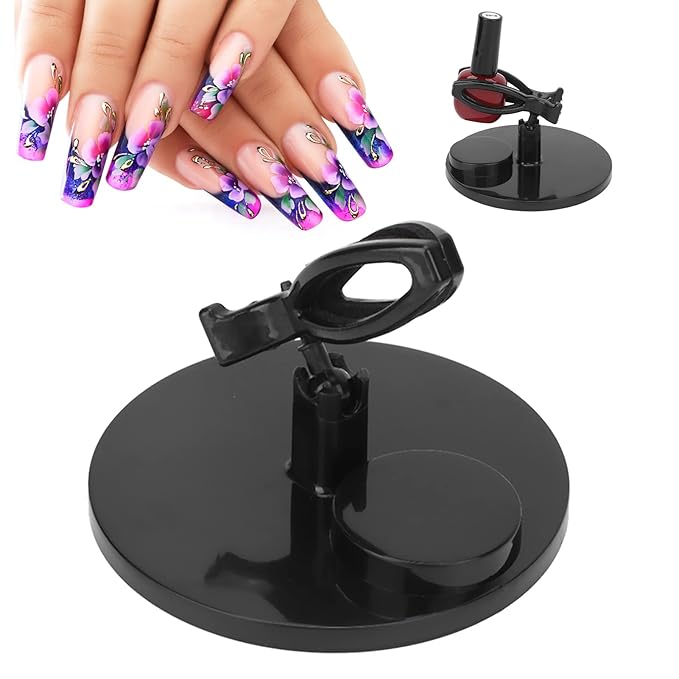 ZJchao Nail Polish Holder, Bottle Stand with Wide Base, Prevents Falling, Nail Art Helper, Black, ABS Material