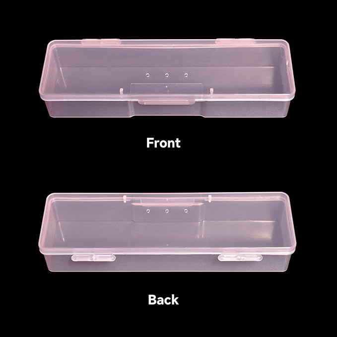 4Pcs Transparent Storage Boxes For Nail Tool Professional Pedicure Manicure Tools Set Plastic Nail Art Tool Box Storage Case Nail Supplies, White & Pink