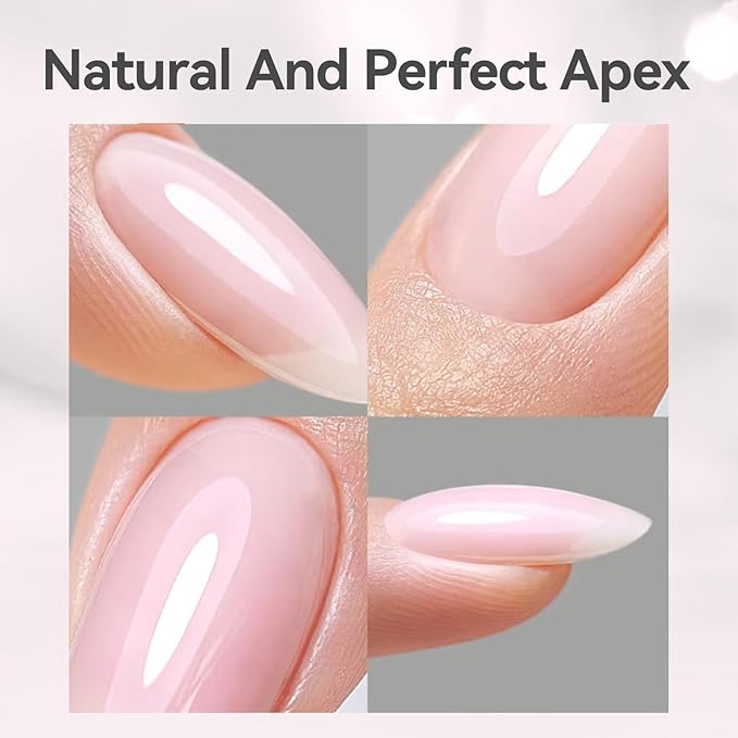 BORN PRETTY Builder Gel for Nails, 8-in-1 Extension Gel Strengthener Gel Hard Builder Nail Gel Base Top Gel, Sheer Pink Gel Builder Rhinestone Nail Glue Gel in A Bottle Nails 15ML