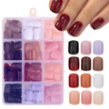 288 Pcs Press On Nails Short Square Fake Nails Press Ons Set Solid Color False Nails Full Cover Acrylic Glue on Nails Reusable Glossy Artificial Nail Kit for Women Girls Manicure 12 Color