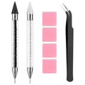 2 Pack Rhinestone Picker Tool Dotting Pen with Tweezer, Wax Pencil for Rhinestones, Gem Picker Pen Diamond Jewel Applicator, Rhinestone Tools Kit for Bedazzling DIY Nail Art