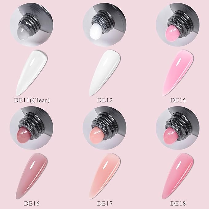 MTSSII 13Pcs Poly Nail Gel Kit 6 Colors +7 Nail Art Accessories kit Nude Pink Poly Nails Gel Kit Starter Kit with Mini UV Lamp Slip Solution Basic Tools DIY Nail for Women Girls