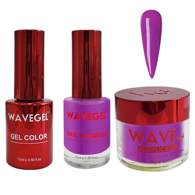 WAVEGEL Soak-Off Gel, Nail Lacquer & Acrylic/Dip Powder Matching Set - Queen Collection - #073 Something Grape