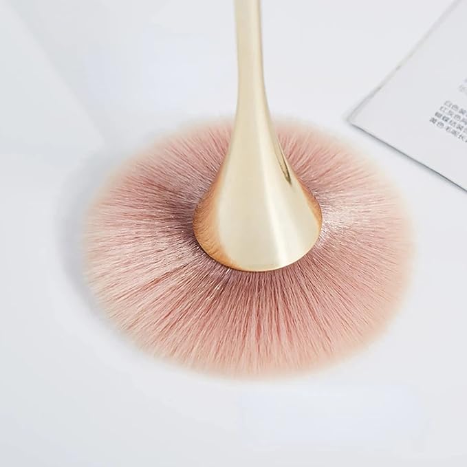 2Pcs Nail Dust Brush Acrylic Brush Cleaner Nail Brushes for Cleaning Dust Dip Powder Brush Large Makeup Brush Blush Brush Nail Clean Up Brush Manicure Brush Nail Art Tools (Gold+Black)