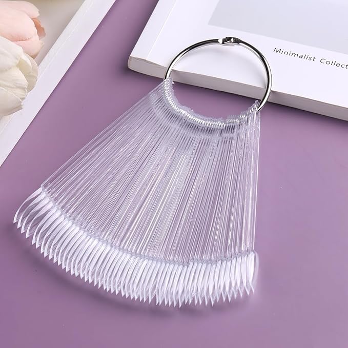 150 Pcs Clear Nail Swatch Sticks with Ring, Oval Shape Nail Swatches for Gel Polish, Transparent Acrylic Tips for Organization, Displaying Colors and Training Nails tech Supplies for Home or Salon Use