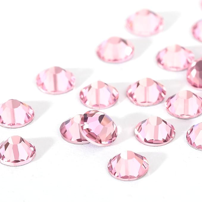 Novani Crystal Rhinestones, Flatback Loose Gemstones 1440pcs Glass Rhinestones for Clothes Shoes Crafts Makeup Nail Art and DIY Decorations(SS6, Pink)