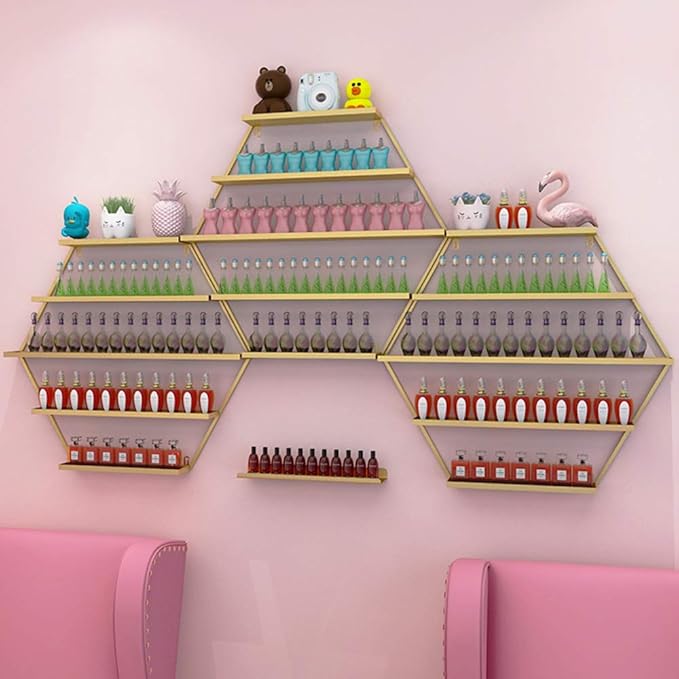 Metal Wall-Mounted Nail Polish Shelf and Essential Oil Rack, Used in Nail Salon, Beauty Salon, Home Perfume/Cosmetics/Beauty Supplies/Spices Collection Display Rack