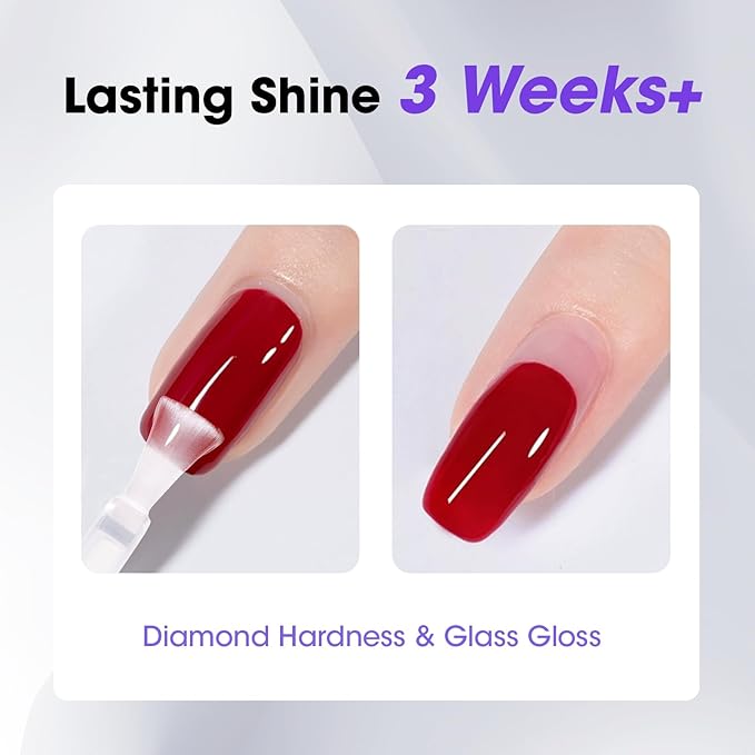 GELLEN No Wipe Gel Top Coat, 20ml Clear Glossy Top Coat Gel Nail Polish, Long Lasting for 28+ Days, DIY Nail Art Manicure for Women Gilrs