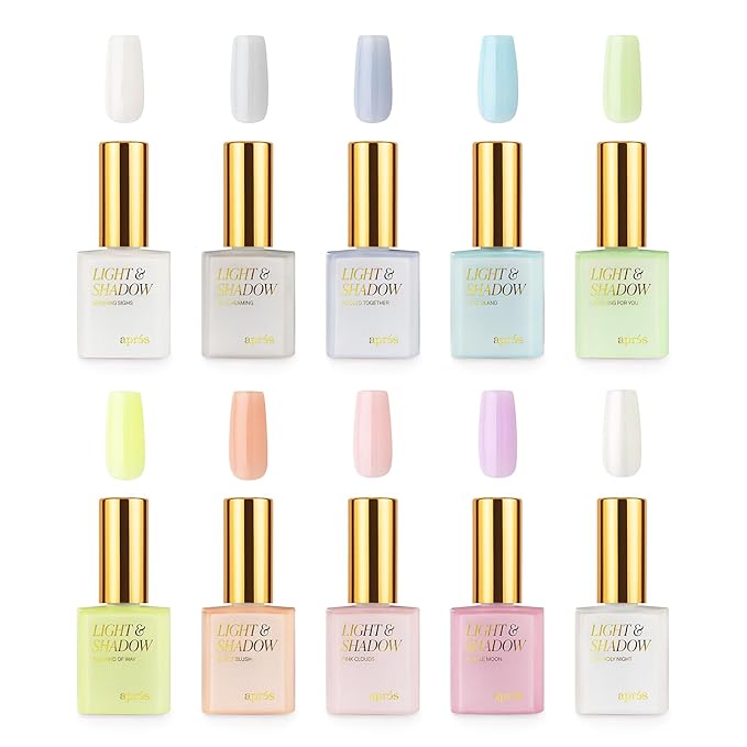 APRÉS Light and Shadow 40 Sheer Gel Couleur Nail Polish Collection, Set of 10 10ml (Summer - A Hot Moon, 10 pcs)