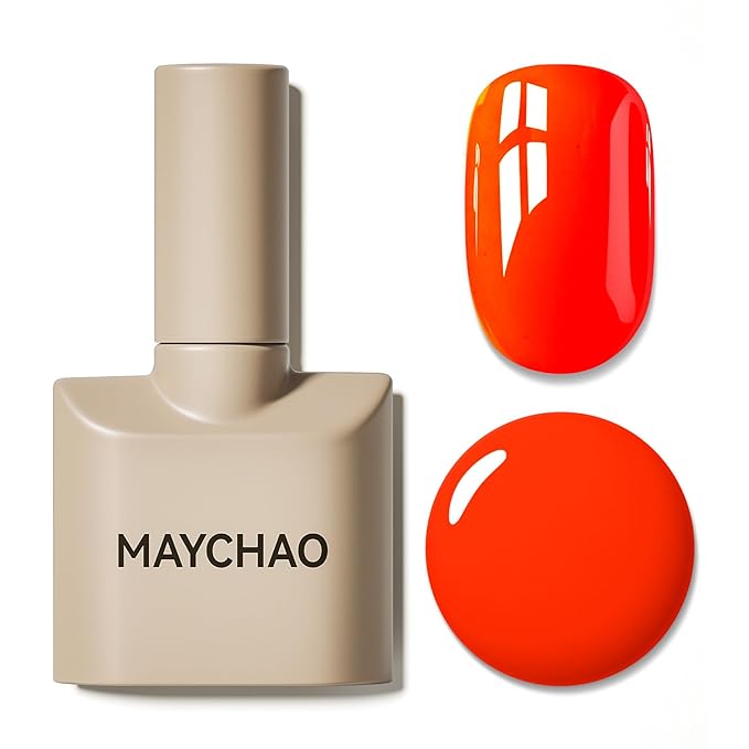 MAYCHAO 15ML Neon Orange Gel Nail Polish 1Pc Bright Orange Gel Polish Soak Off UV LED Nail Polish Nail Art Starter Manicure Salon DIY at Home, 0.5 OZ