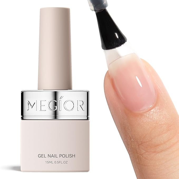 MEGIOR Gel Nail Polish TPO Free 0.5 Fl Oz Clear Foundation Gel Soak Off LED Nail Lamp Base Coat Long-Lasting DIY at Home and Nail Salon