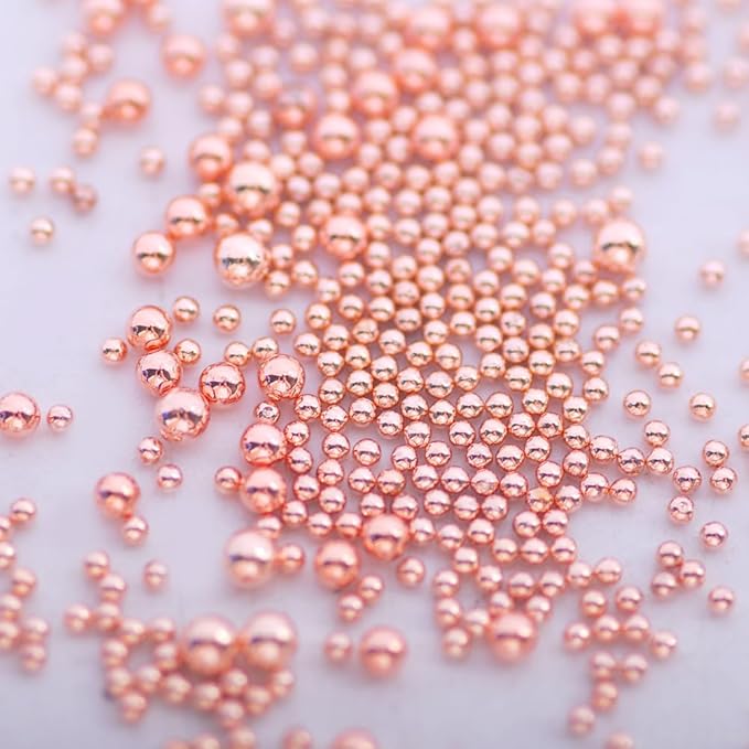 3D Nail Caviar Beads - Decoration Mini Metal Beads DIY Nails Supplies Accessories for Women & Men (Gold, Rose Gold)