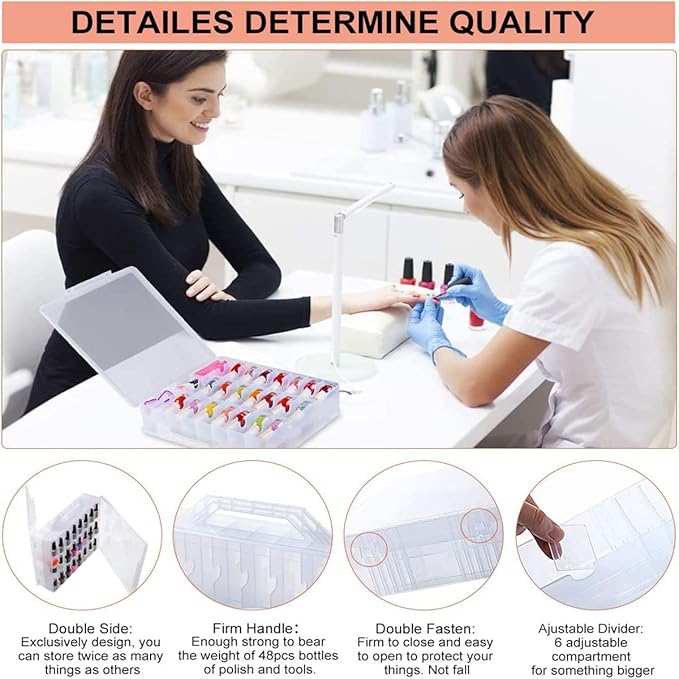 Nail Polish Organizer 2Pcs with 120Pcs Clear Nail Color Swatches Display for Gel Polish Spiral Nail Sample Practice Sticks