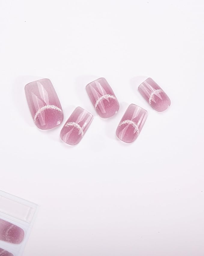 Semi Cured Gel Nail Strips - 20pcs Glaze Gel Stickers, Salon Quality DIY Wraps, Easy to Apply, UV Light Required