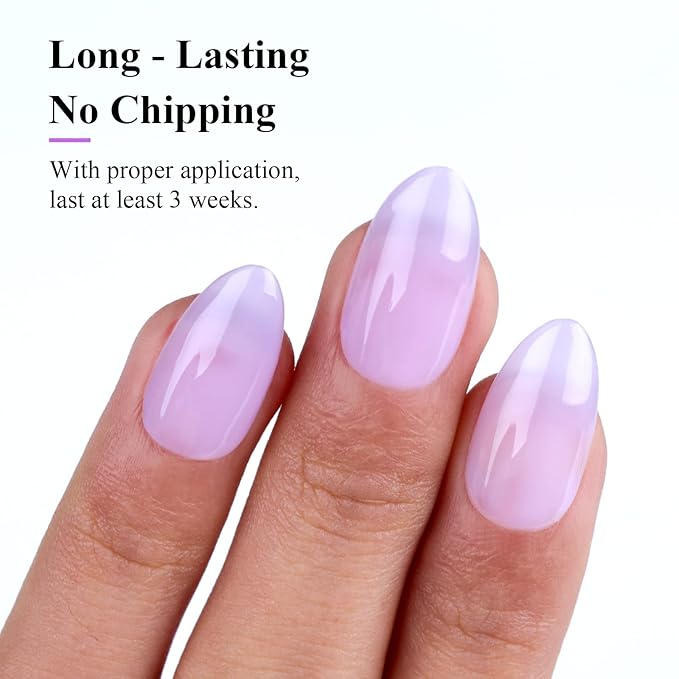 Imtiti Jelly Gel Polish - 0.5 Fl Oz Lavender Purple Jelly Gel Nail Polish - Soak Off LED U V Nail Art Starter Manicure Salon Kit