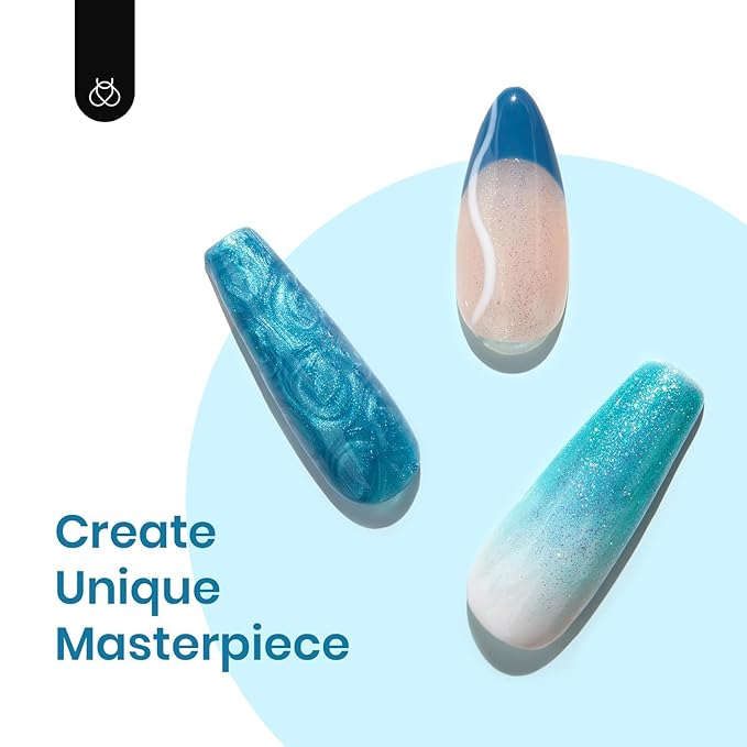 Beetles Blue Gel Polish Set - Mermaid Treasures Collection, Glitter Pearl Polish Navy Dark Blue Colors Gel Nail Art Design Soak off Uv Led Nail Lamp St Patrick Day