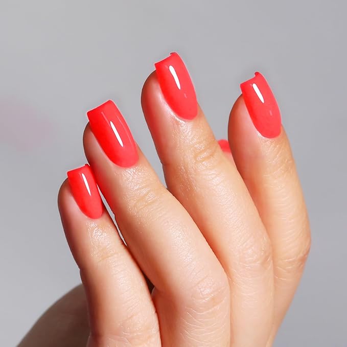 Neon Gel Polish, 0.5 Fl Oz Neon Strawberry Red Gel Nail Polish Spring Summer Soak off LED UV Art Starter Manicure Salon DIY Design