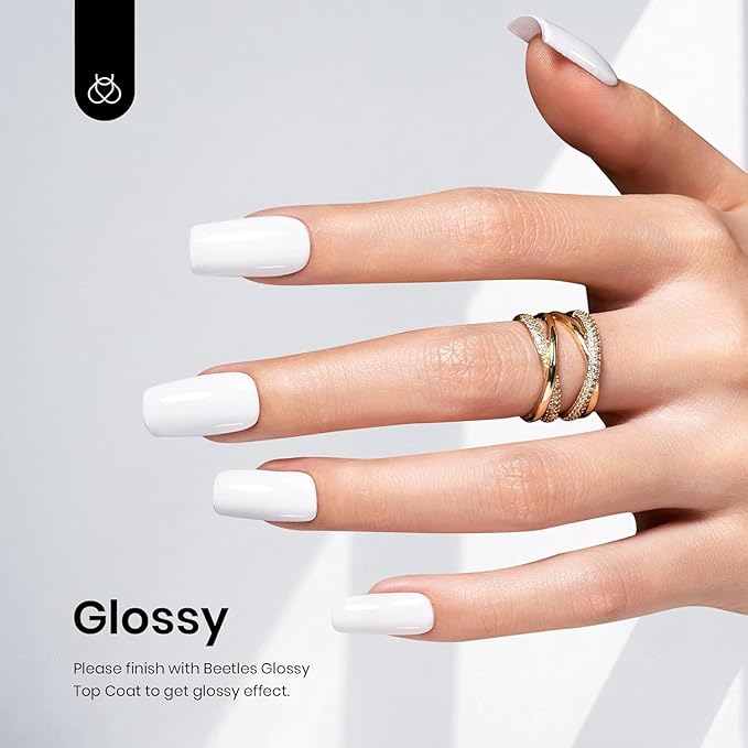 Beetles White Gel Polish Set - 2Pcs 15ML White Color Gel Polish Soak Off UV Light Cure for French Nail Manicure Salon DIY Gift for Women